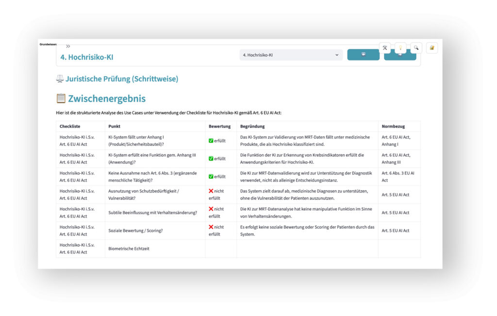 Grundwissen KI-Recht: Bild zu Trilogischer Prüfung von Hochrisiko-KI im Legal-AI-Lab.