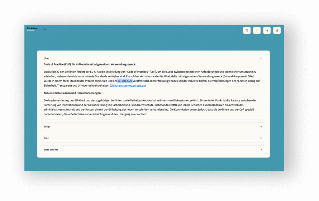 Grundwissen KI-Recht: Bild zu Web-Search-Modul für Inhalte von Randnummern des Skripts im Legal-AI-Lab.